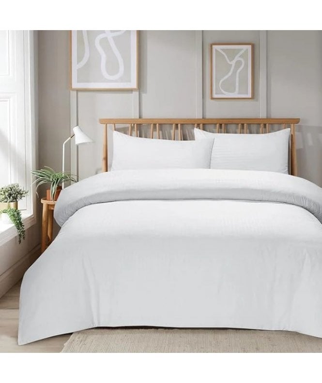 New Edge Blinds Mayfair Stripe Duvet Set in White