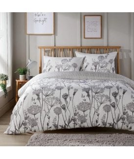 Meadow Grey Printed Duvet Set in Grey