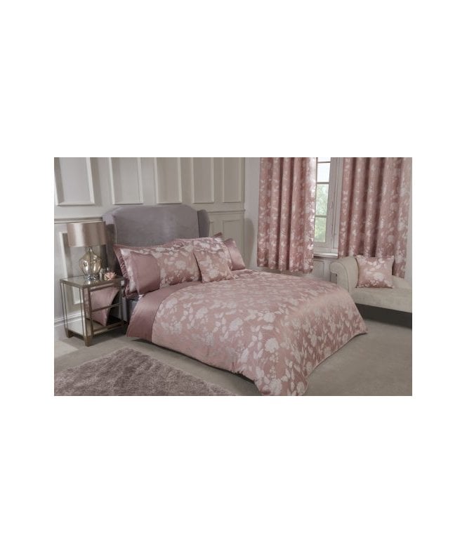 New Edge Blinds Meadows Collection Embellished Jacquard Duvet Set in Blush Pink