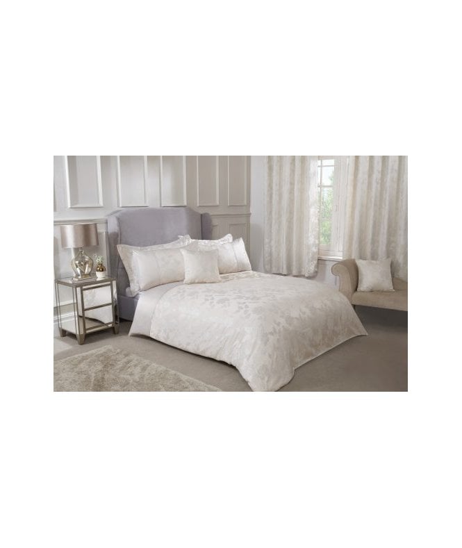 New Edge Blinds Meadows Collection Embellished Jacquard Duvet Set in Cream