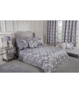 Meadows Collection Embellished Jacquard Duvet Set in Silver