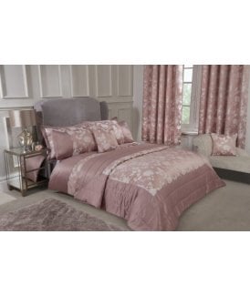 Meadows Collection Embellished Jacquard Quilted Bedspread Set in Blush Pink