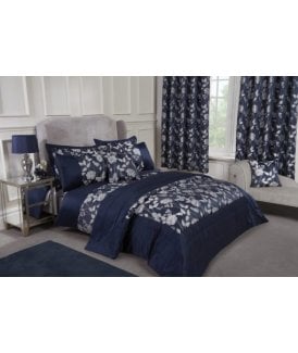 Meadows Collection Embellished Jacquard Quilted Bedspread Set in Navy