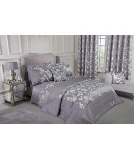 Meadows Collection Embellished Jacquard Quilted Bedspread Set in Silver