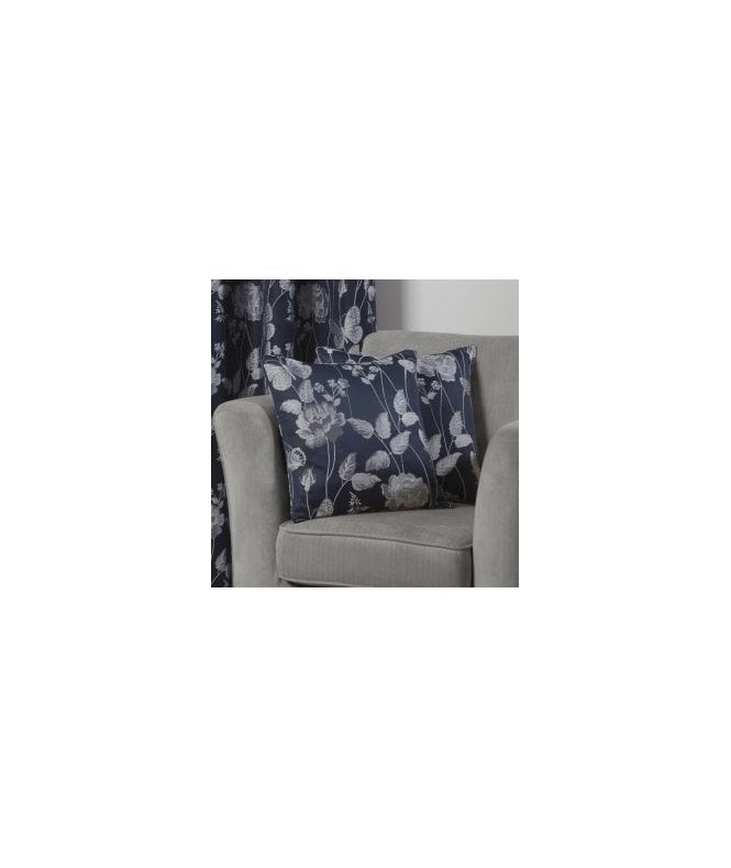 New Edge Blinds Meadows Collection Jacquard Cushion Cover in Navy