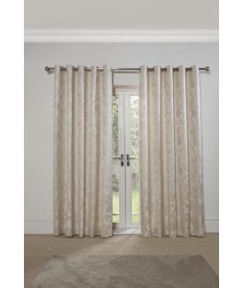 Meadows Lined Eyelet Jacquard Curtains Cream