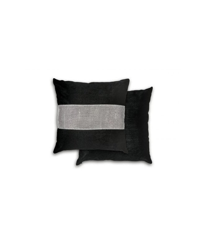 New Edge Blinds Melia Collection Diamante Panel Velvet Cushion Cover in Black