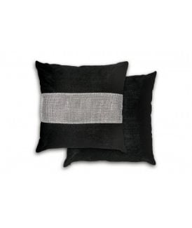 Melia Collection Diamante Panel Velvet Cushion Cover in Black