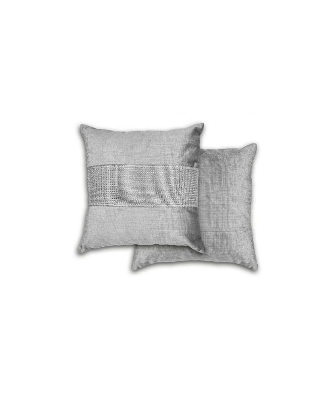 New Edge Blinds Melia Collection Diamante Panel Velvet Cushion Cover in Silver