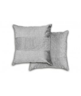 Melia Collection Diamante Panel Velvet Cushion Cover in Silver