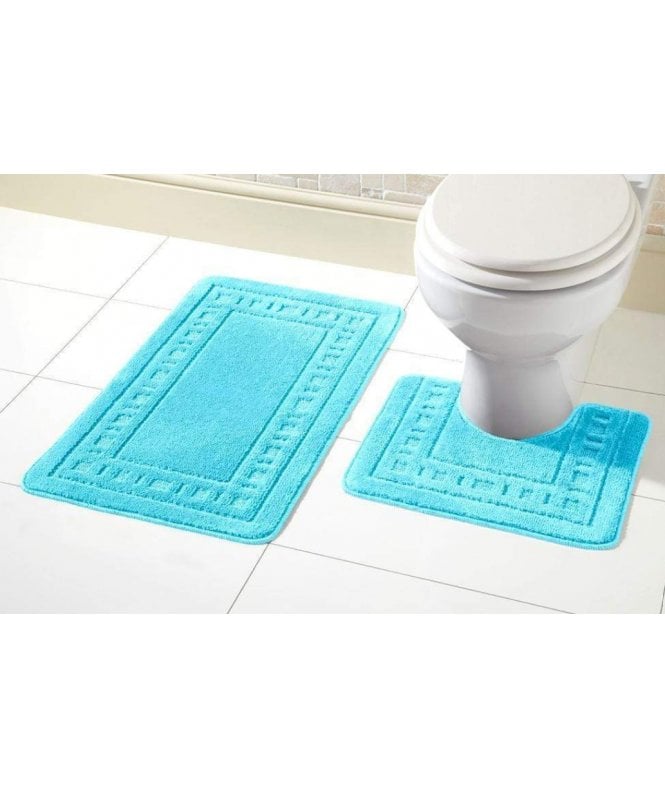 New Edge Blinds Miami Bath Mat Set in Aqua Blue