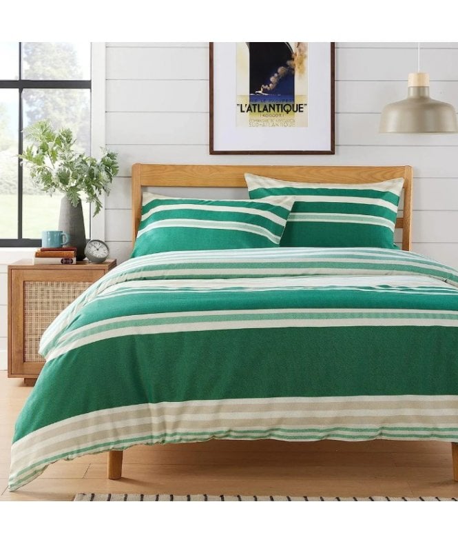 New Edge Blinds Miami Stripes Printed Duvet Set in Green