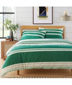 Miami Stripes Printed Duvet Set in Green