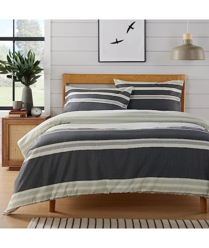 New Edge Blinds Miami Stripes Printed Duvet Set in Grey