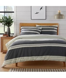 Miami Stripes Printed Duvet Set in Grey