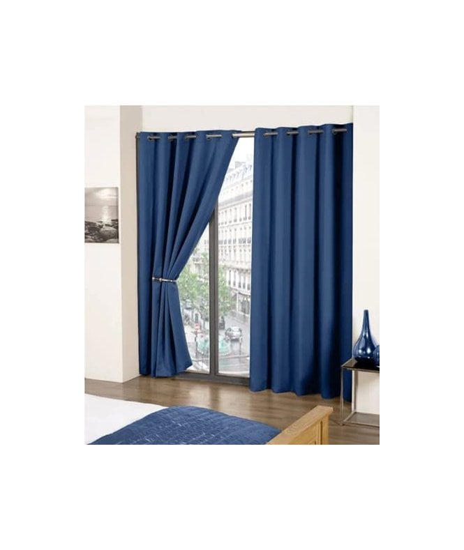 New Edge Blinds Navy Pair Of Thermal Blackout Eyelet Curtains