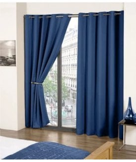 Navy Pair Of Thermal Blackout Eyelet Curtains