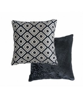 Nevada Collection Geometric Jacquard Cushion Cover in Black