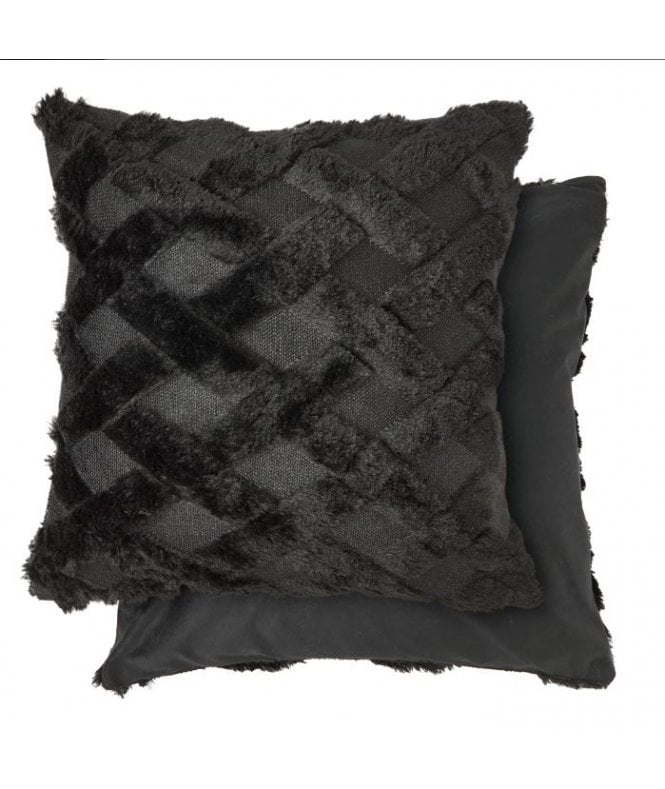 New Edge Blinds Newton Cross Hatch Collection Soft Touch Cushion Cover in Black
