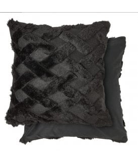 Newton Cross Hatch Collection Soft Touch Cushion Cover in Black