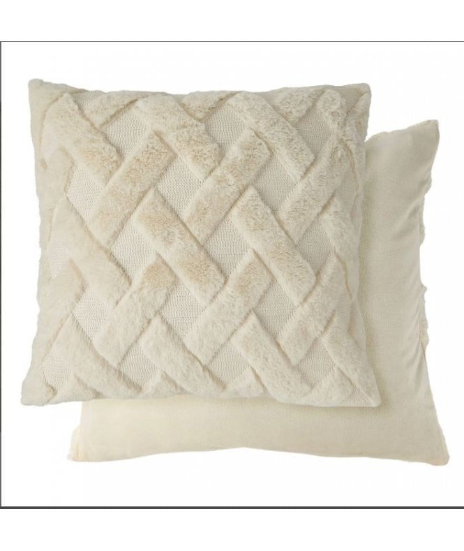 New Edge Blinds Newton Cross Hatch Collection Soft Touch Cushion Cover in Cream