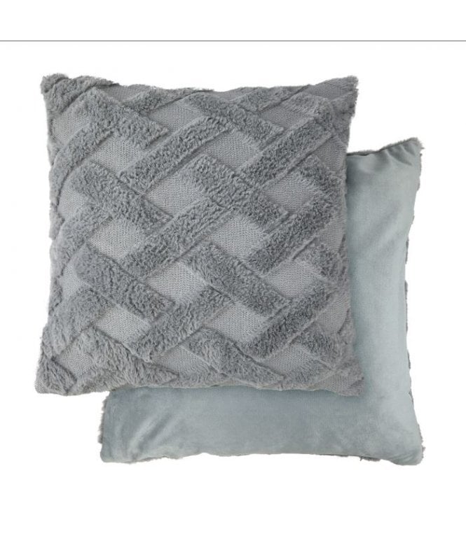 New Edge Blinds Newton Cross Hatch Collection Soft Touch Cushion Cover in Silver