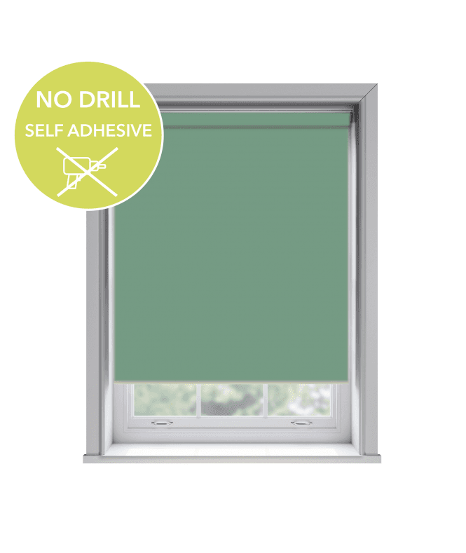 New Edge Blinds No Drill Easy Stick Self Adhesive Basil Thermal Blackout Roller Blind (170cm Drop)