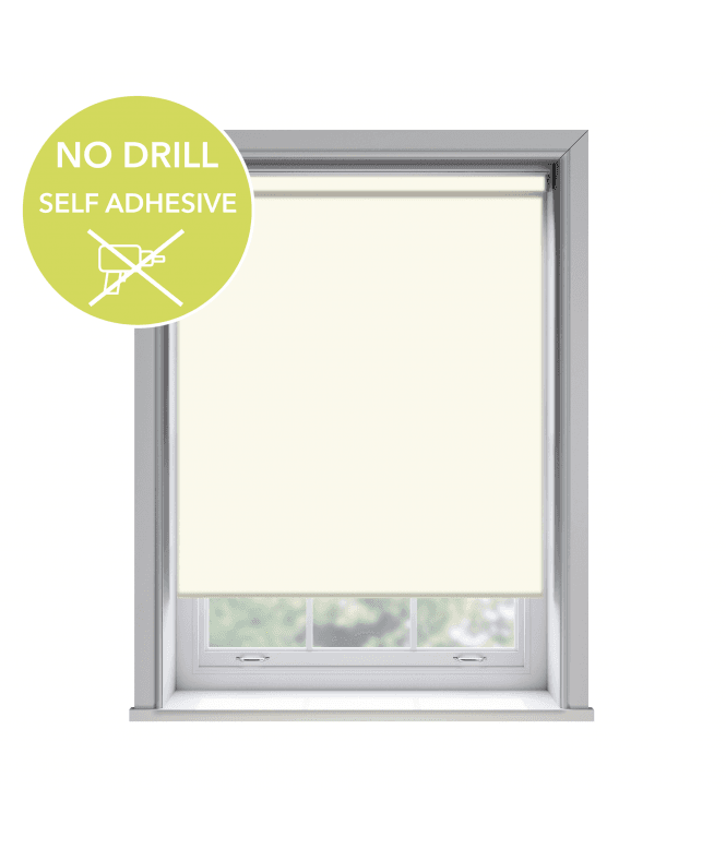 New Edge Blinds No Drill Easy Stick Self Adhesive Cream Thermal Blackout Roller Blind (170cm Drop)