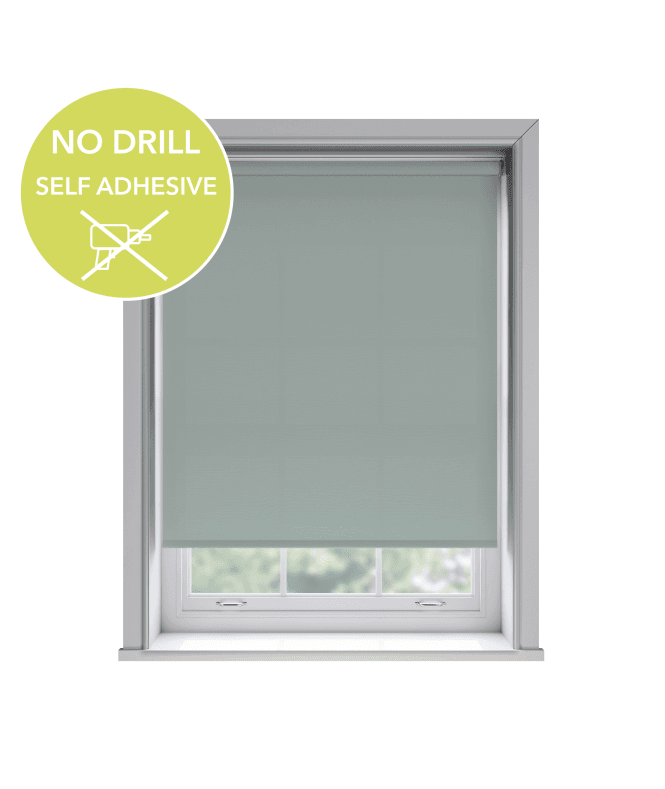 New Edge Blinds No Drill Easy Stick Self Adhesive Duck Egg Blue Thermal Blackout Roller Blind (170cm Drop)