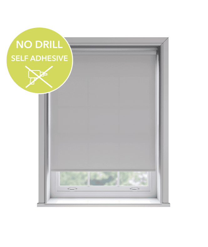 New Edge Blinds No Drill Easy Stick Self Adhesive Light Grey Thermal Blackout Roller Blind (170cm Drop)