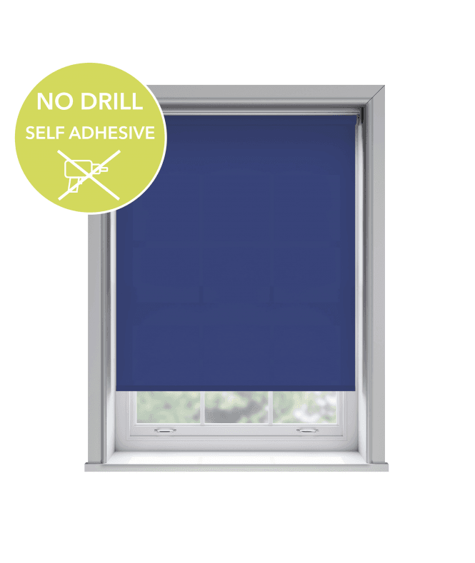 New Edge Blinds No Drill Easy Stick Self Adhesive Navy Thermal Blackout Roller Blind (170cm Drop)