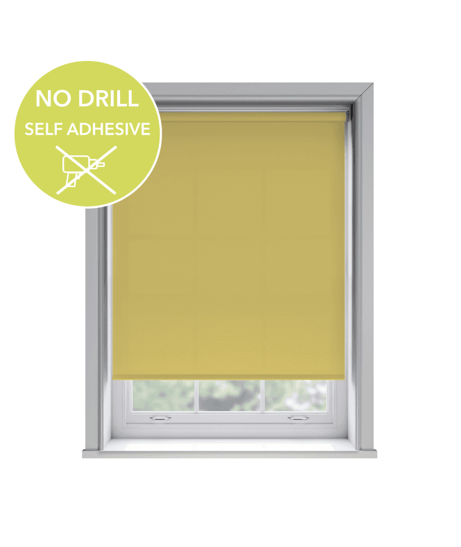 New Edge Blinds No Drill Easy Stick Self Adhesive Ochre Thermal Blackout Roller Blind (170cm Drop)