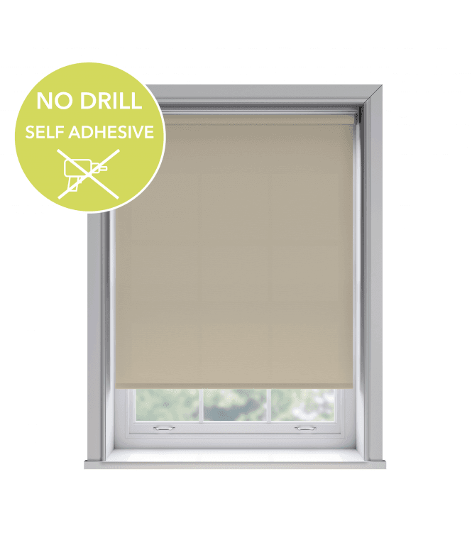 New Edge Blinds No Drill Easy Stick Self Adhesive Taupe Thermal Blackout Roller Blind (170cm Drop)