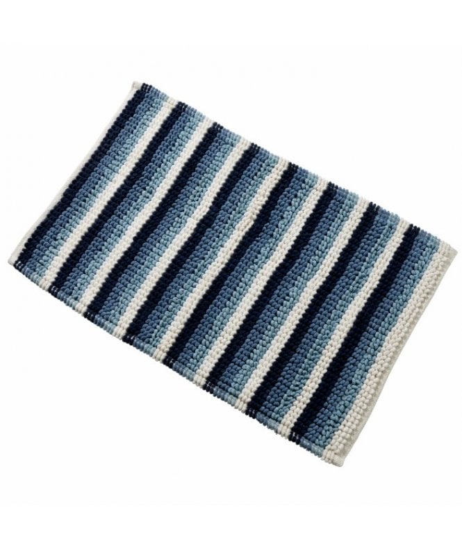 New Edge Blinds Padstow Stripe Bathmat in Blue