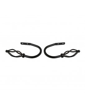 Pair Of Metal County Crown Curtain Holdbacks - Black