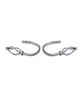 Pair Of Metal County Crown Curtain Holdbacks - Silver