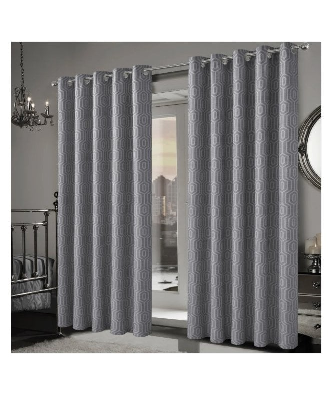 New Edge Blinds Paris Jacquard Eyelet Curtains in Grey