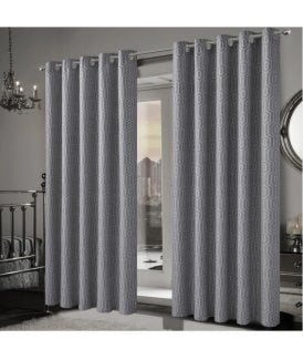 Paris Jacquard Eyelet Curtains in Grey