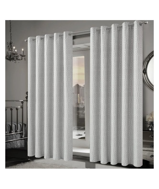 New Edge Blinds Paris Jacquard Eyelet Curtains in Natural