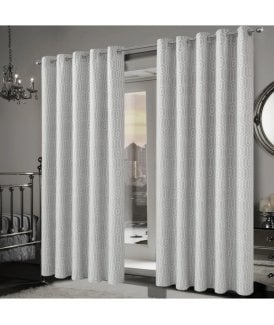 Paris Jacquard Eyelet Curtains in Natural