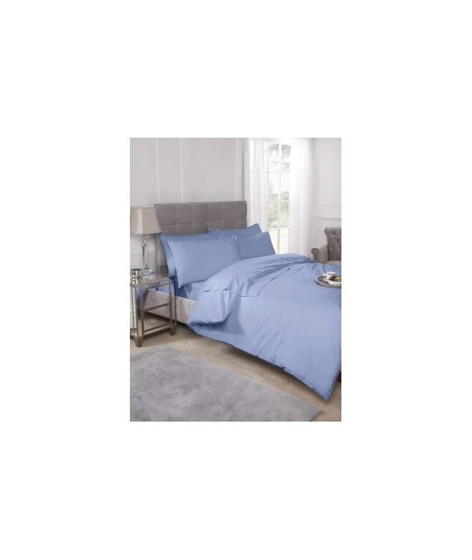 New Edge Blinds Percale Collection 180 Thread Count Percale Duvet Set in Blue