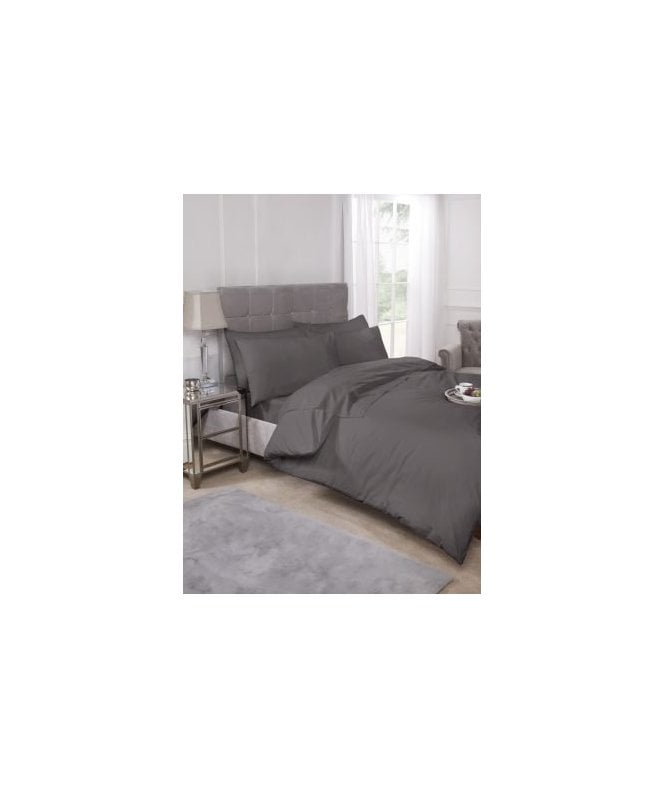New Edge Blinds Percale Collection 180 Thread Count Percale Duvet Set in Grey