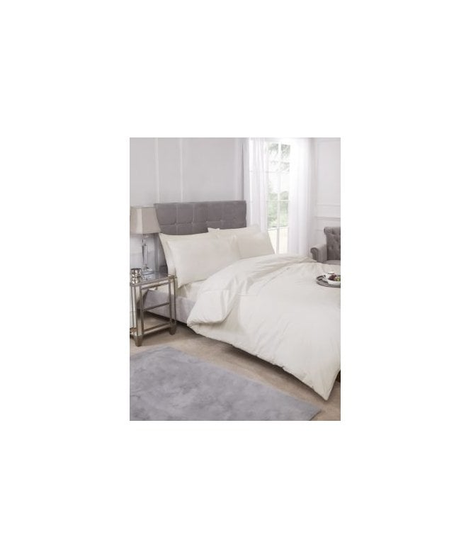 New Edge Blinds Percale Collection 180 Thread Count Percale Duvet Set in Ivory