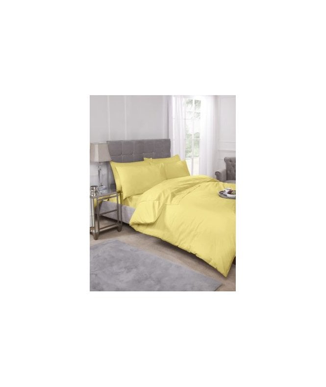 New Edge Blinds Percale Collection 180 Thread Count Percale Duvet Set in Lemon