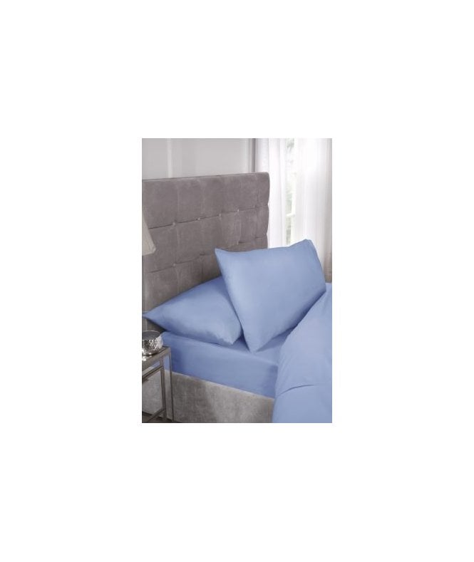 New Edge Blinds Percale Collection 180 Thread Count Percale Fitted Sheet in Blue