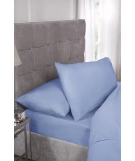 Percale Collection 180 Thread Count Percale Fitted Sheet in Blue
