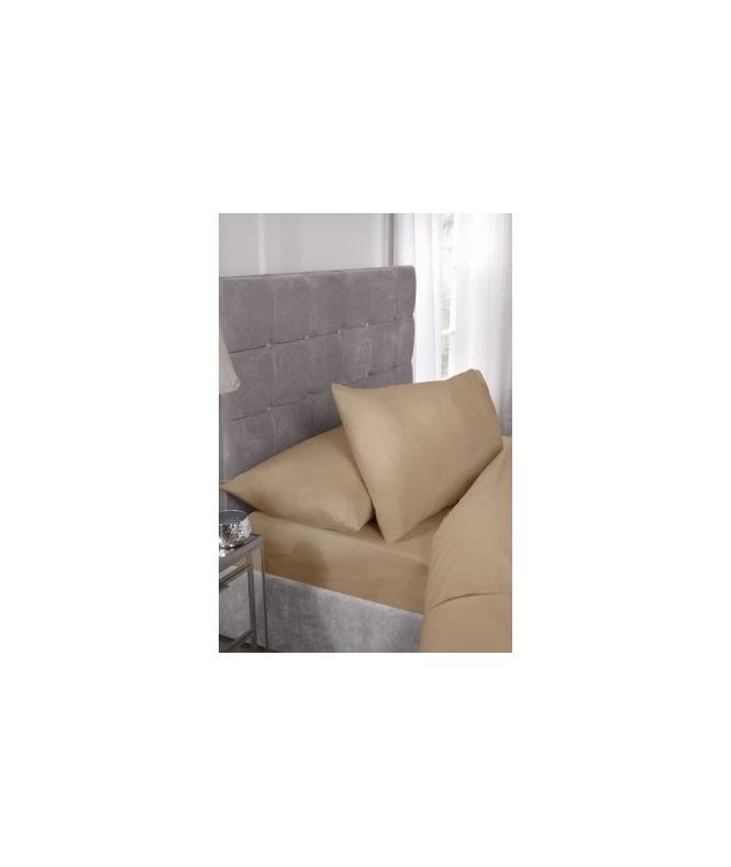 New Edge Blinds Percale Collection 180 Thread Count Percale Fitted Sheet in Coffee