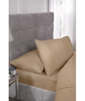 Percale Collection 180 Thread Count Percale Fitted Sheet in Coffee