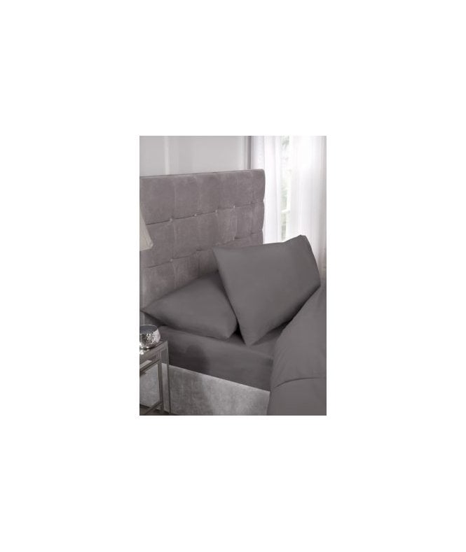 New Edge Blinds Percale Collection 180 Thread Count Percale Fitted Sheet in Grey