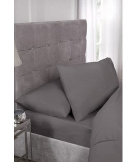 Percale Collection 180 Thread Count Percale Fitted Sheet in Grey